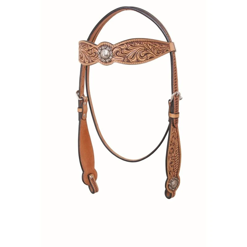 Western Rawhide Country Legend Floral And Basket Browband Headstall - Golden Tan 1 Western Rawhide Country Legend Floral And Basket Browband Headstall - Golden Tan