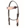 Western Rawhide Country Legend Rough Out And Buckstitch Browband Headstall - Pink