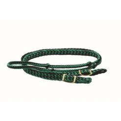 Western Rawhide 1" Braided Barrel Reins - Green/Black