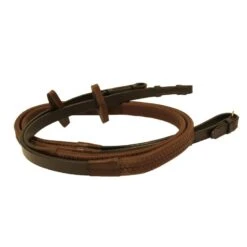 Rambo Micklem Rubber Reins - Brown