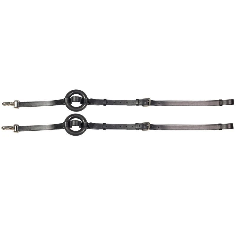 Horze Leather Side Reins W/Rubber Donuts - Black 1 Horze Leather Side Reins W/Rubber Donuts - Black