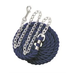 Perri's 1/2" Cotton Solid Color Lead W/Chain - Navy