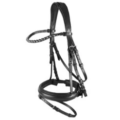 Horze Ergonomic Snaffle Bridle W/Curved Crystal Browband - Black/Black
