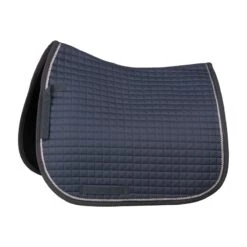 Horze Glarus Quick Dry Dressage Saddle Pad With Rose Gold Braid Piping - Iron Gate Grey