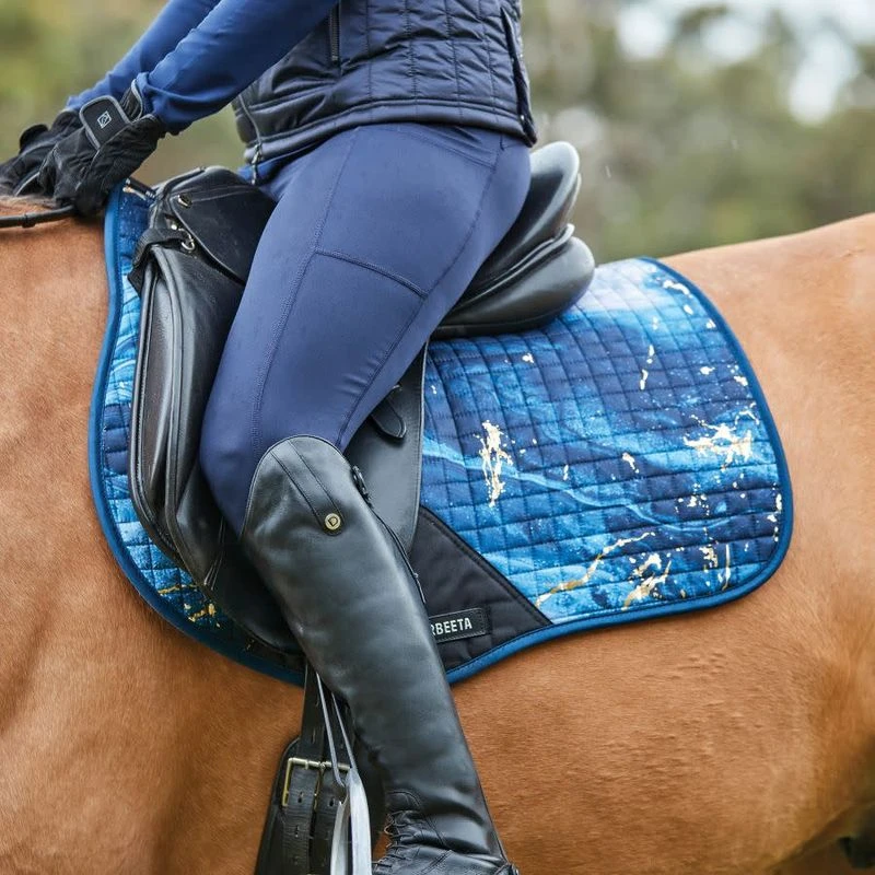 Weatherbeeta Prime Marble Shimmer All Purpose Saddle Pad - Navy/Gold Swirl Marble 2 Weatherbeeta Prime Marble Shimmer All Purpose Saddle Pad - Navy/Gold Swirl Marble - Image 2
