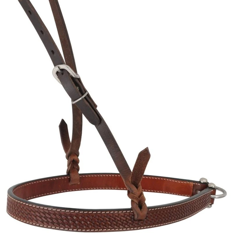 Western Rawhide Basketweave Noseband - Chestnut 1 Western Rawhide Basketweave Noseband - Chestnut