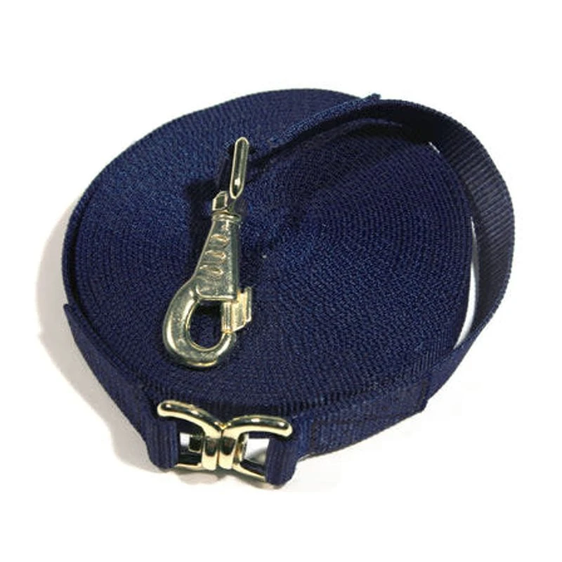 Kensington 30ft Flat Nylon Lunge Line - Navy W/Goldtone 1 Kensington 30ft Flat Nylon Lunge Line - Navy W/Goldtone